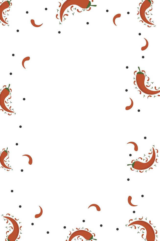 Hot chili red pepper border banner frame. Vegetable spicy pepper poster vector