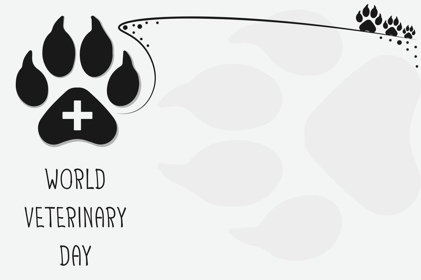 Veterinary Day poster. Veterinary Medicine banner. Pet paw with cross vector