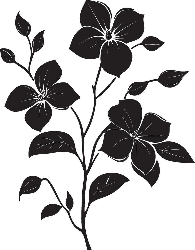Jasmine flower simple silhouette black illustration vector