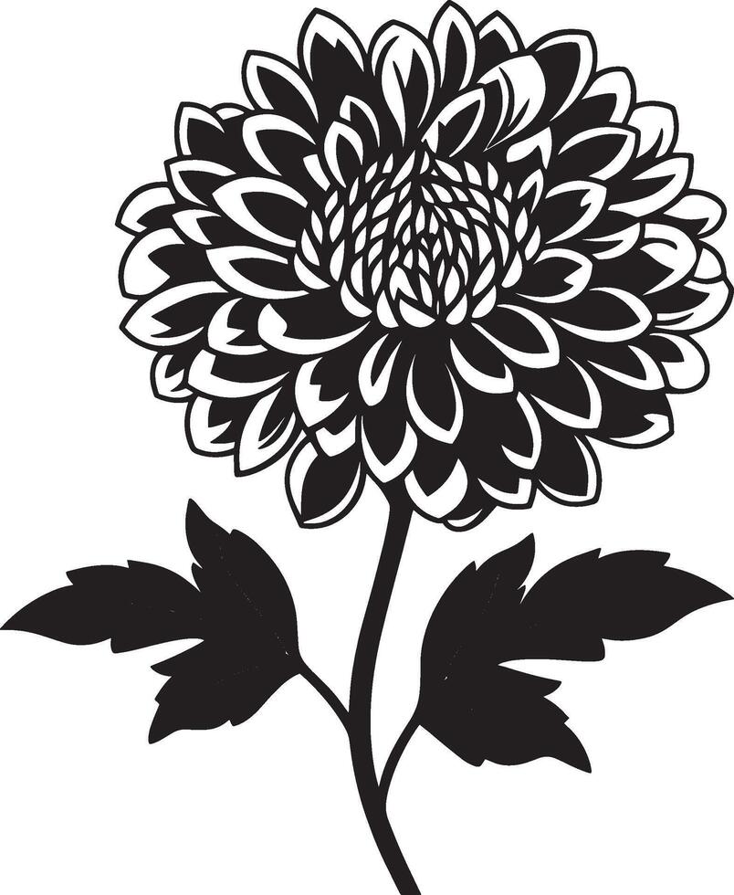 Chrysanthemum flower simple silhouette black illustration vector