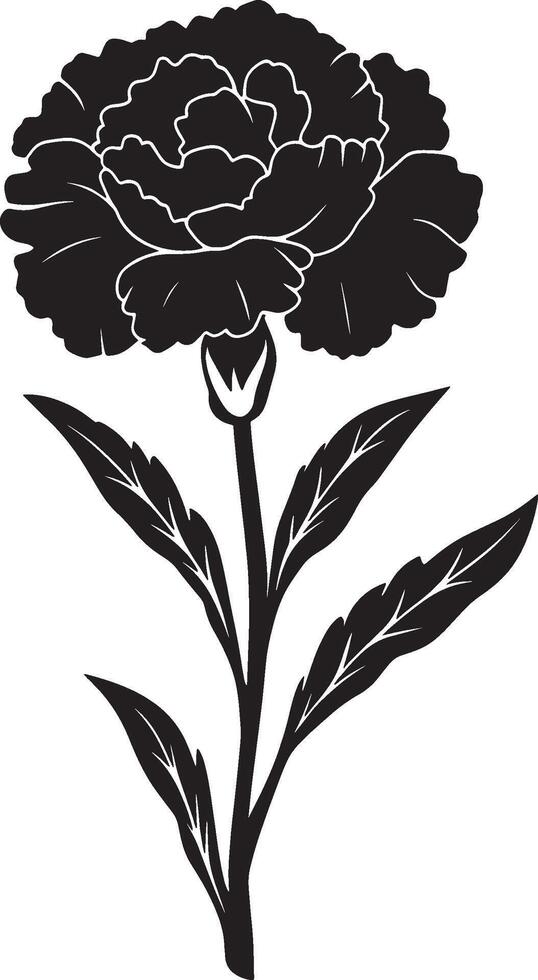 Minimalist black icon of a carnation flower in format vector