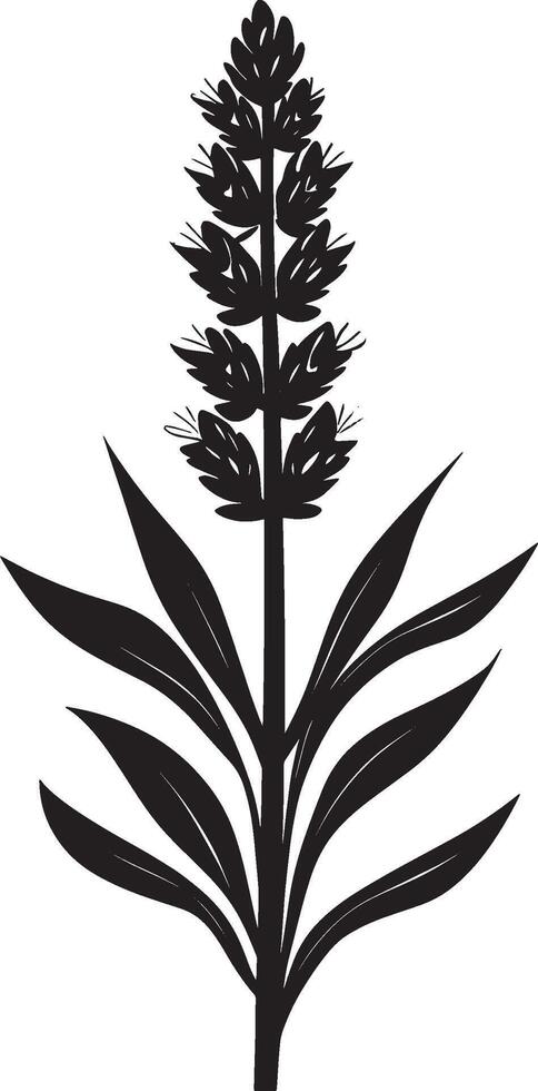 Lavender flower symbol in black style vector