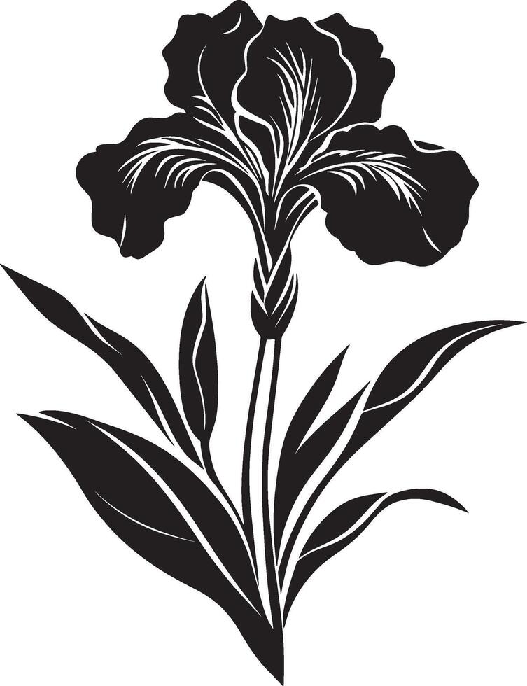 Minimalist black icon of an iris flower in format vector