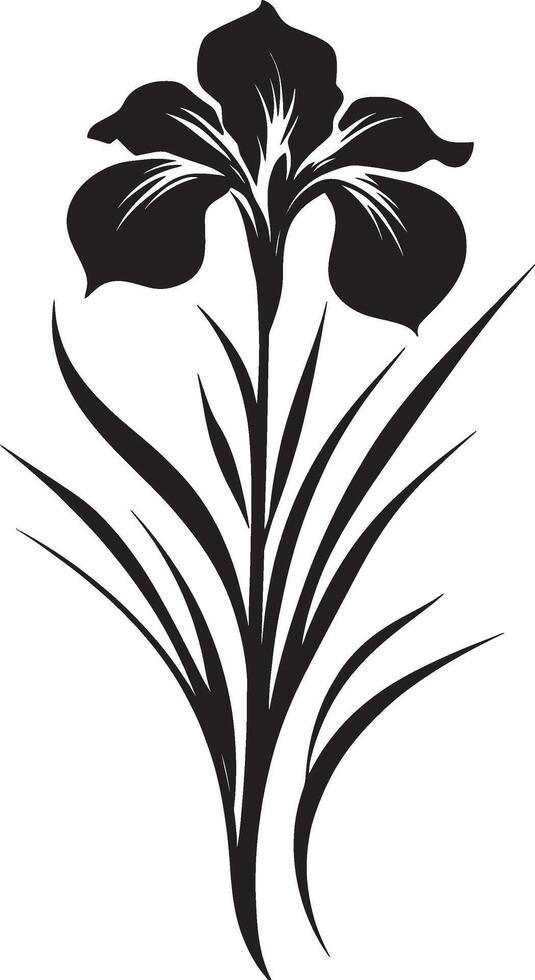 Black illustration of an iris flower icon vector