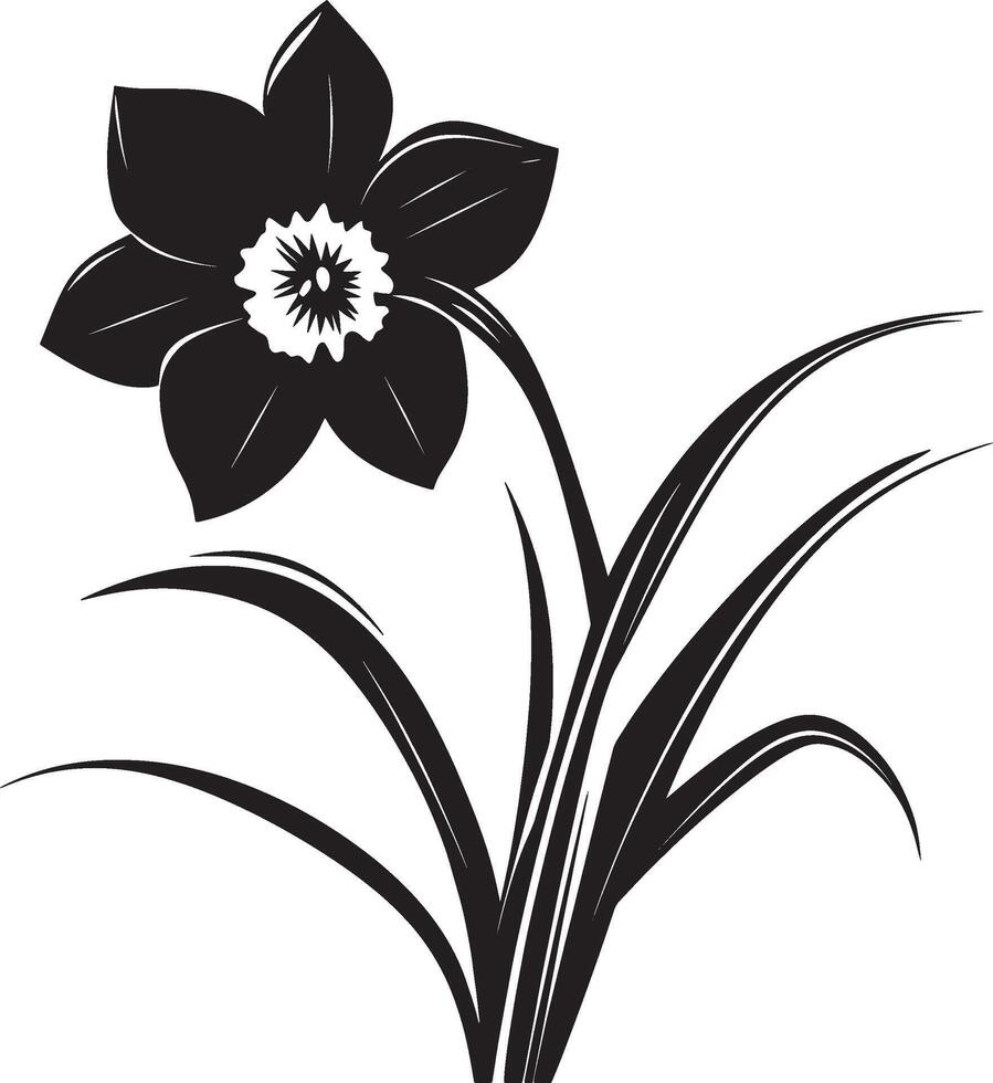 Daffodil flower simple silhouette black illustration vector