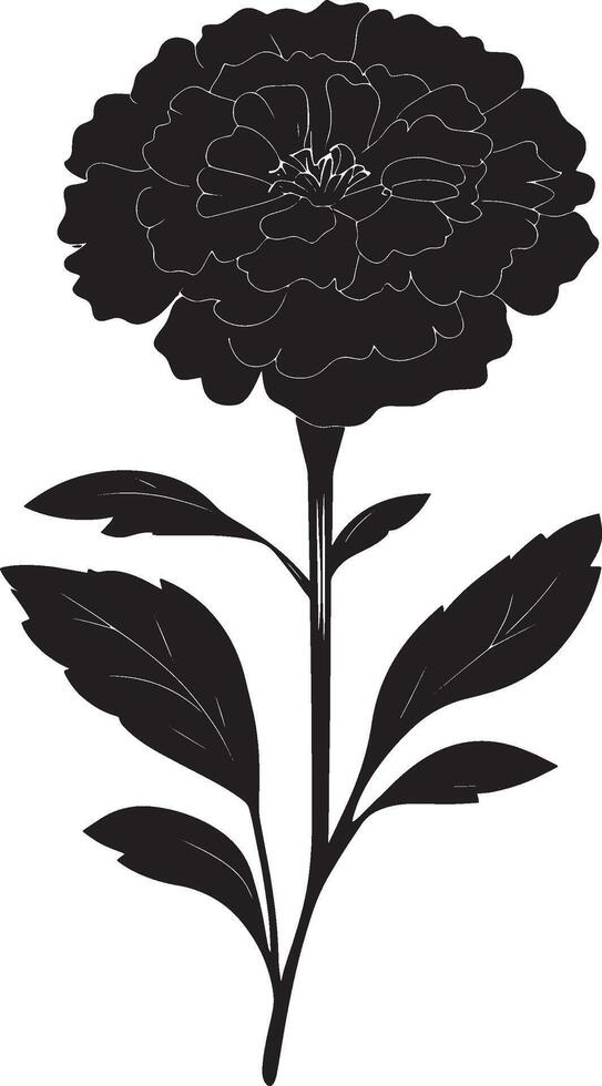 Marigold flower simple silhouette black illustration vector