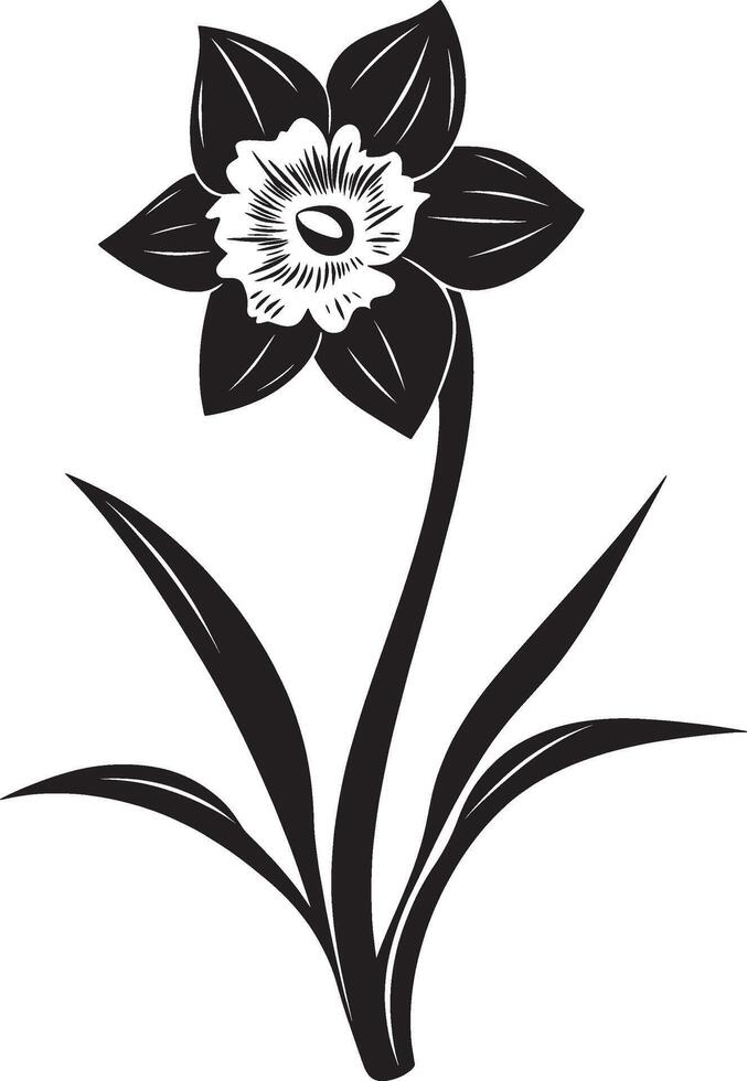 Black illustration of a simple daffodil flower silhouette vector