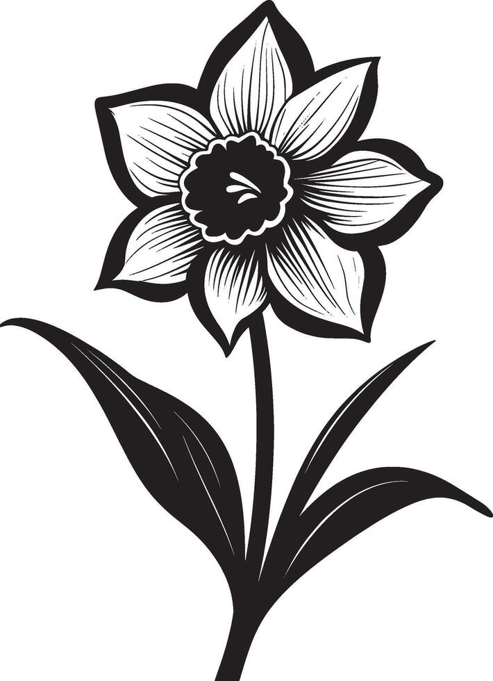 Black illustration of a daffodil flower icon vector