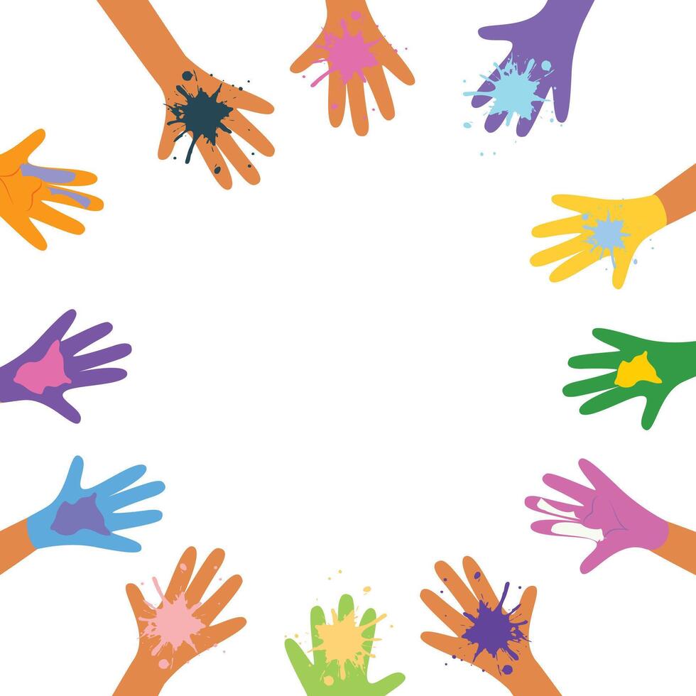 Abstract image of hands adorned with gulal, capturing the essence of Holis vibrant hues and the sense of community it fosters vector