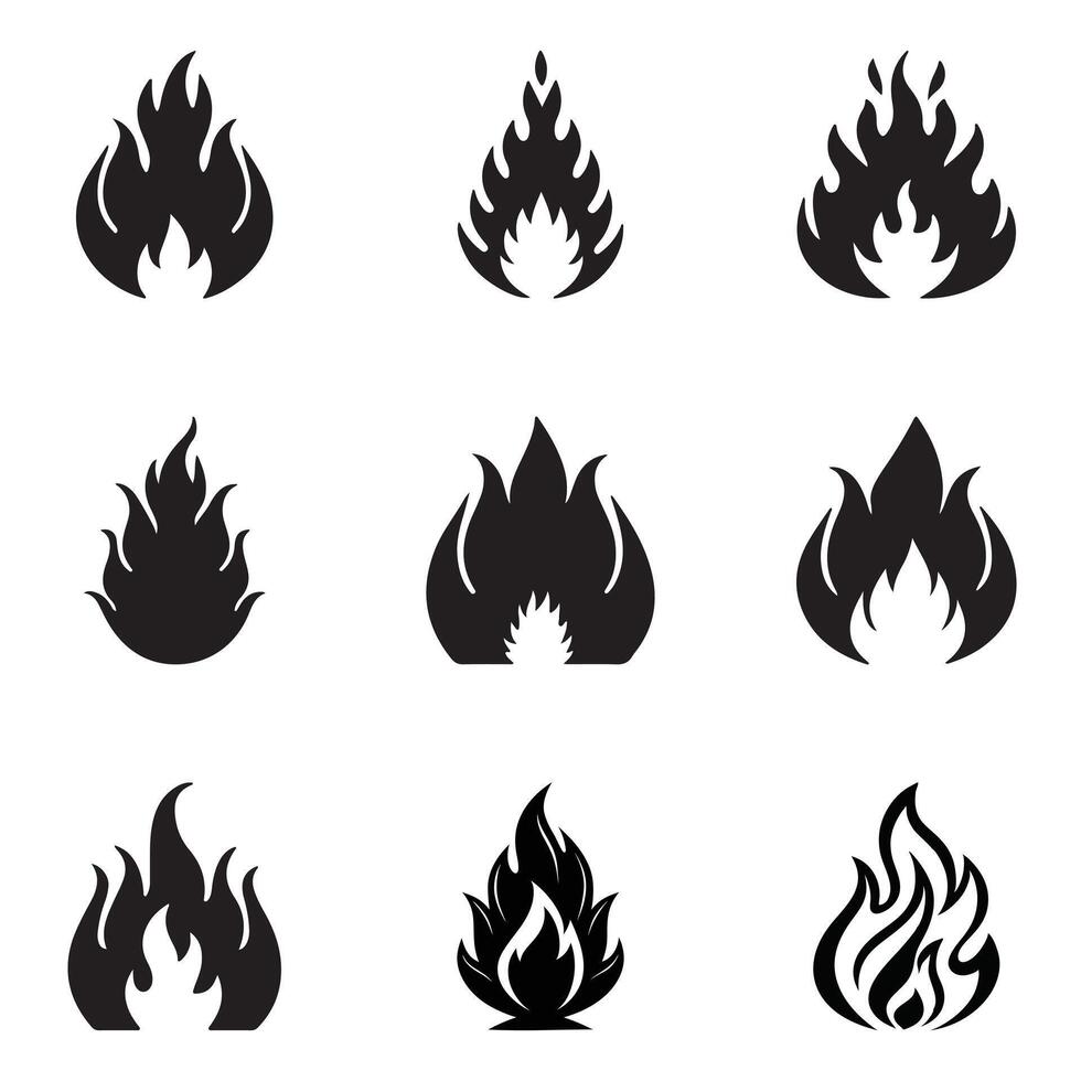 Fire icon set illustration vector