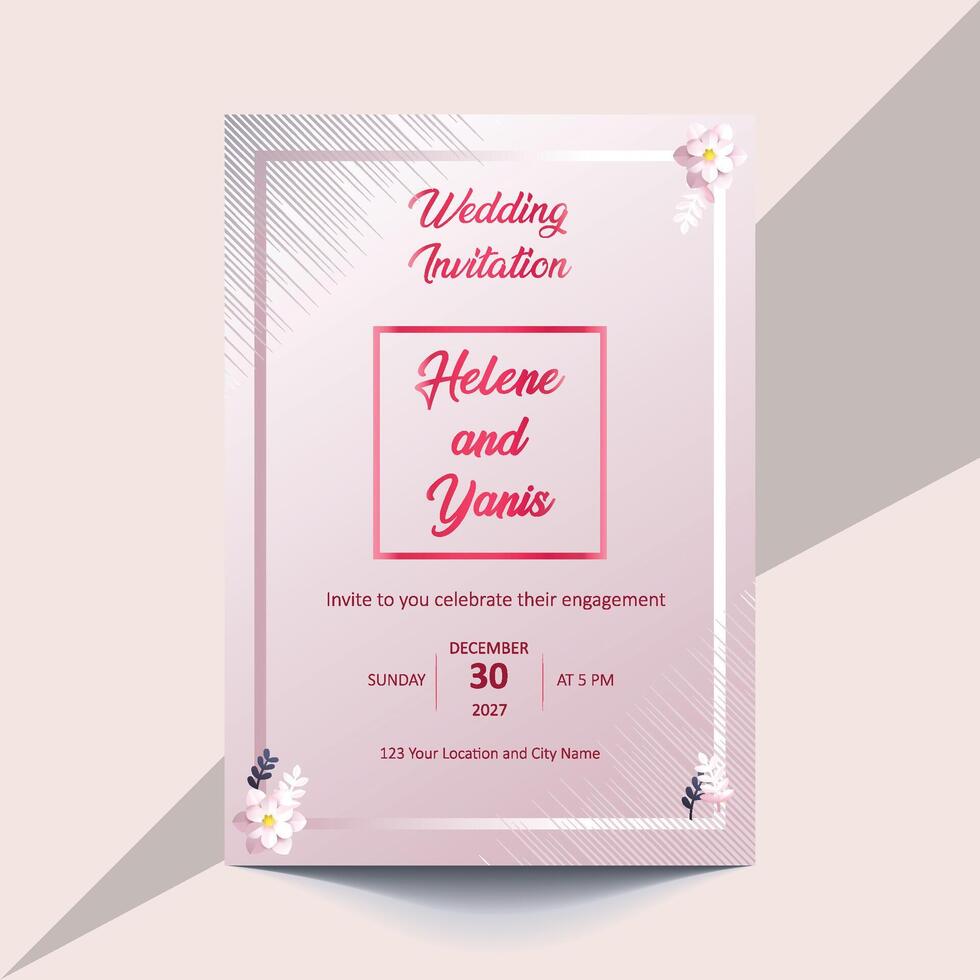 Beautiful wedding invitation template with a deep brown backdrop, creating a classic and inviting atmosphere. vector