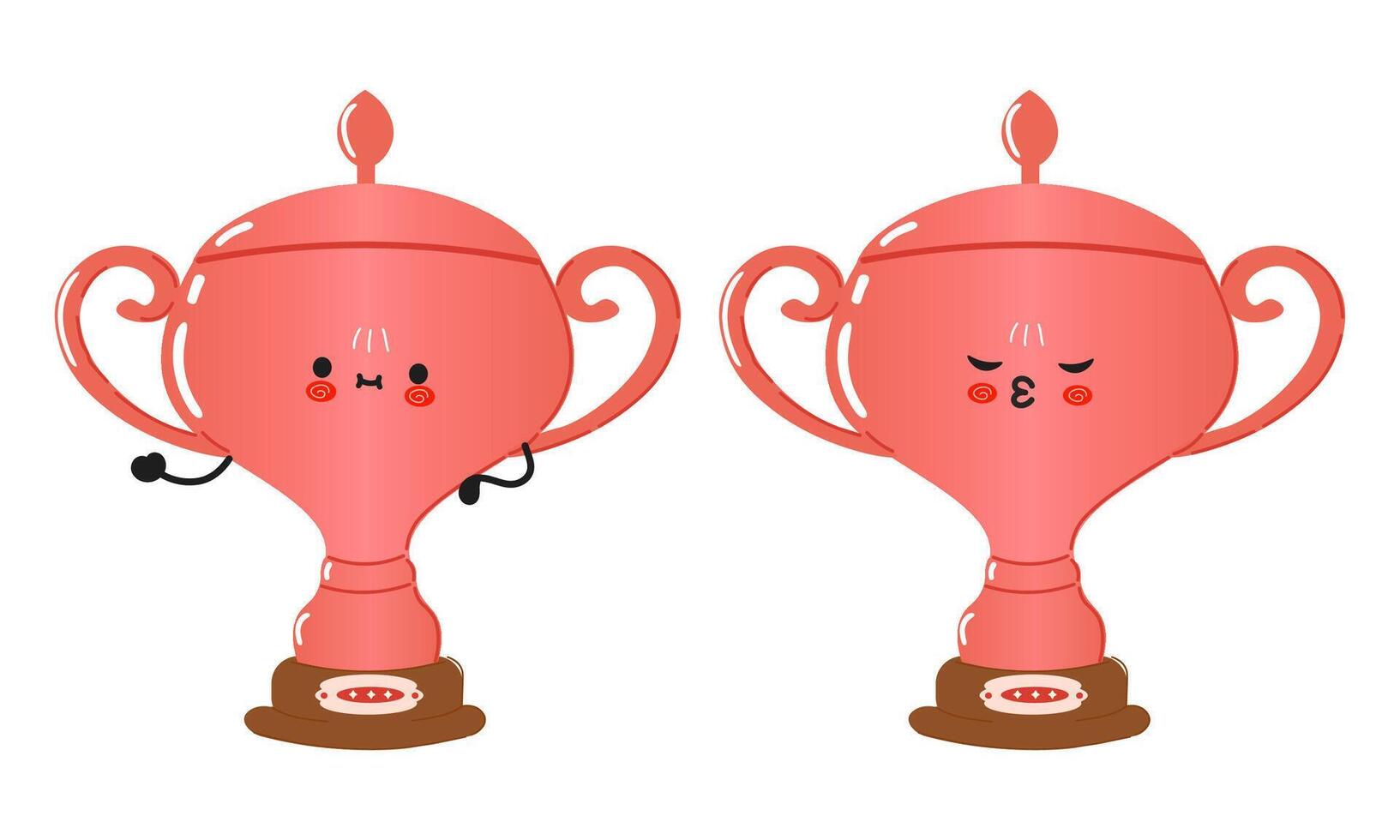 Cute cartoon Bronze trophy cup characters with a smiling..Bronze trophy cup character concept vector