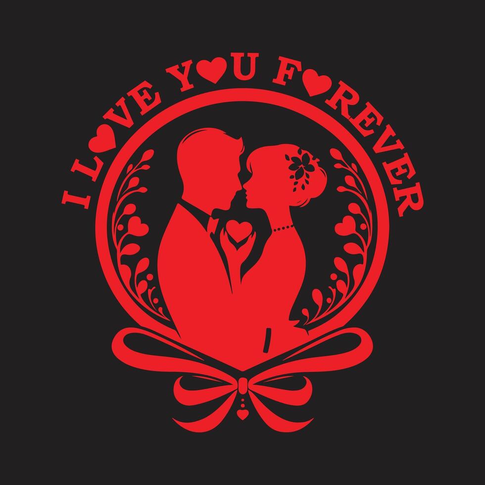 valentines day special art in couple in red love forever vector