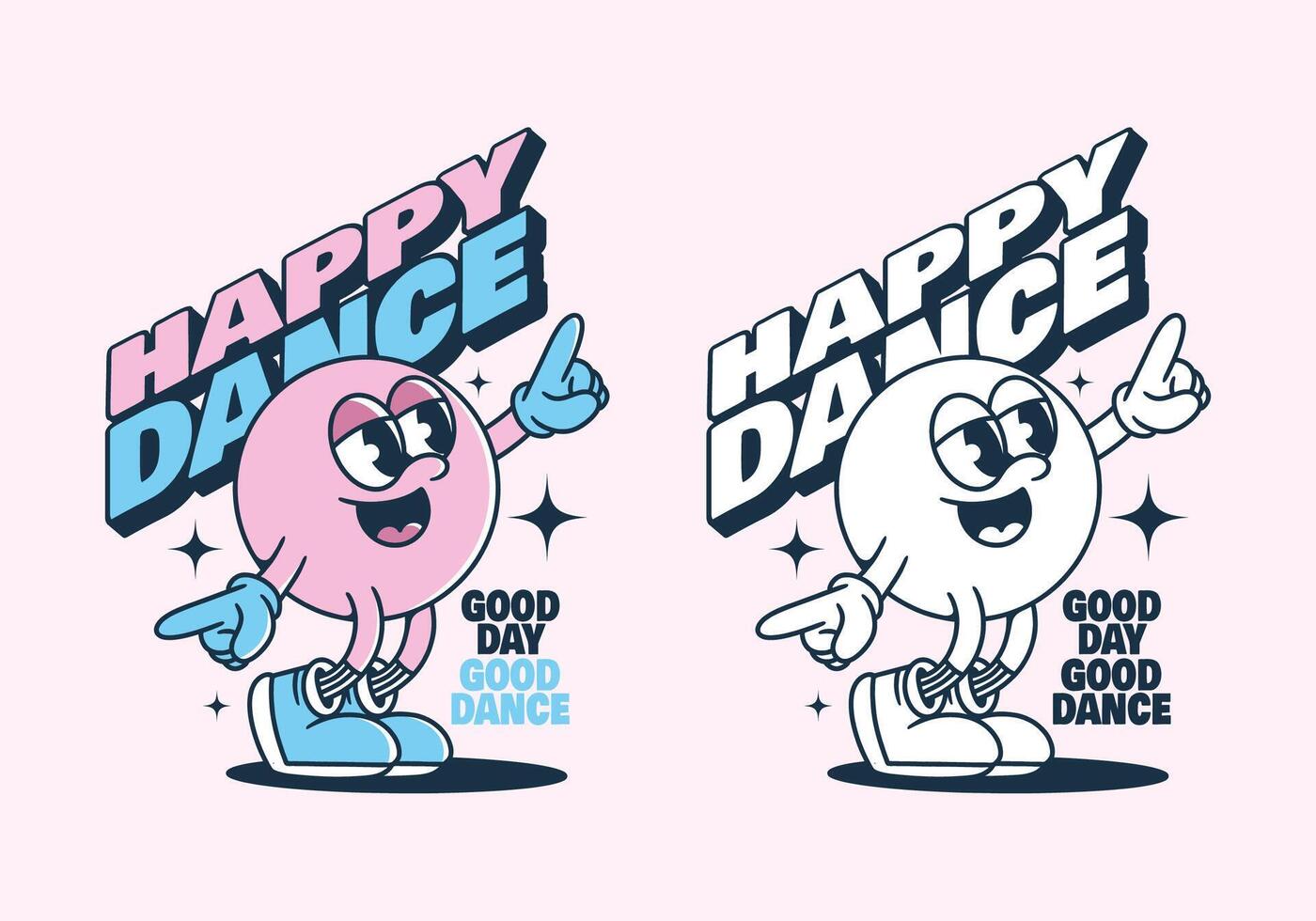 Cute dancer character in pink colors. in 2 color version vector