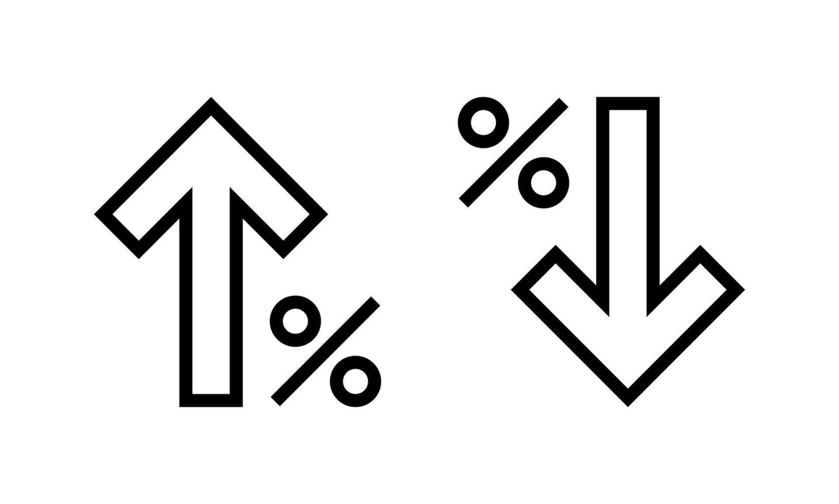 Percent arrow up and down outline icon. Percentage increase and decrease arrows sign symbol vector
