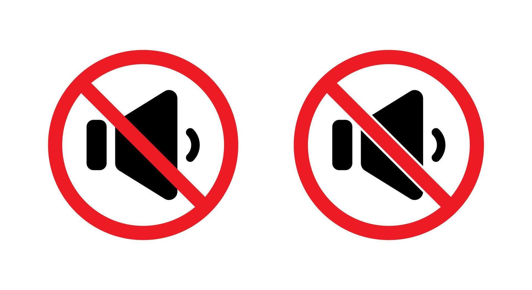 No noise speaker icon. Audio prohibition sign symbol vector