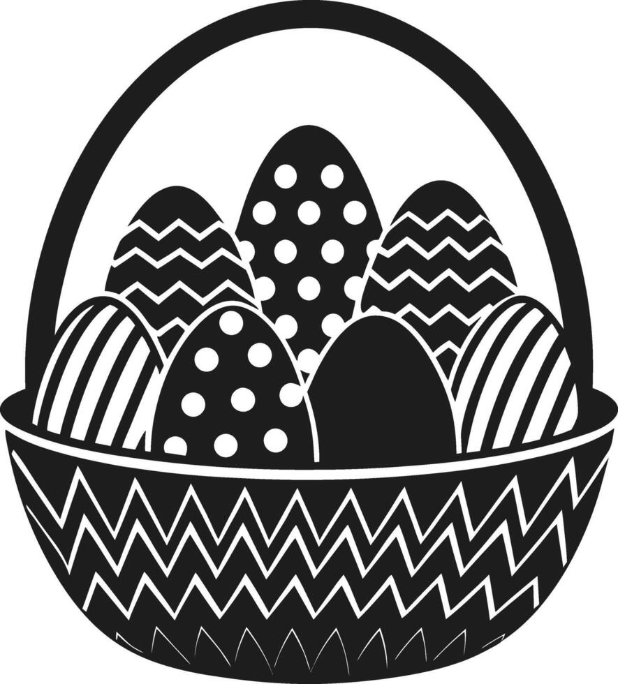 A Easter Basket with Decorative Eggs Silhouette vector