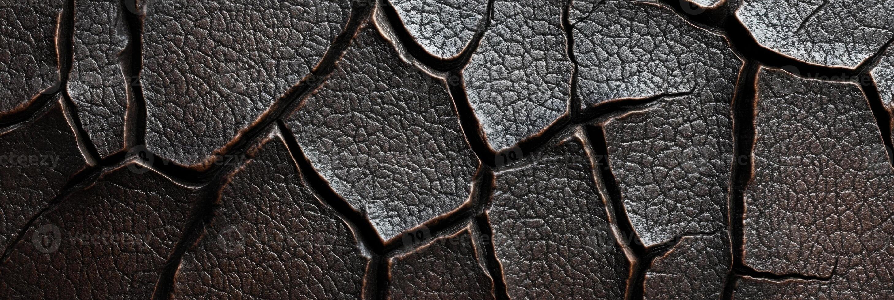 Close-up of cracked dry earth texture highlighting surface patterns photo