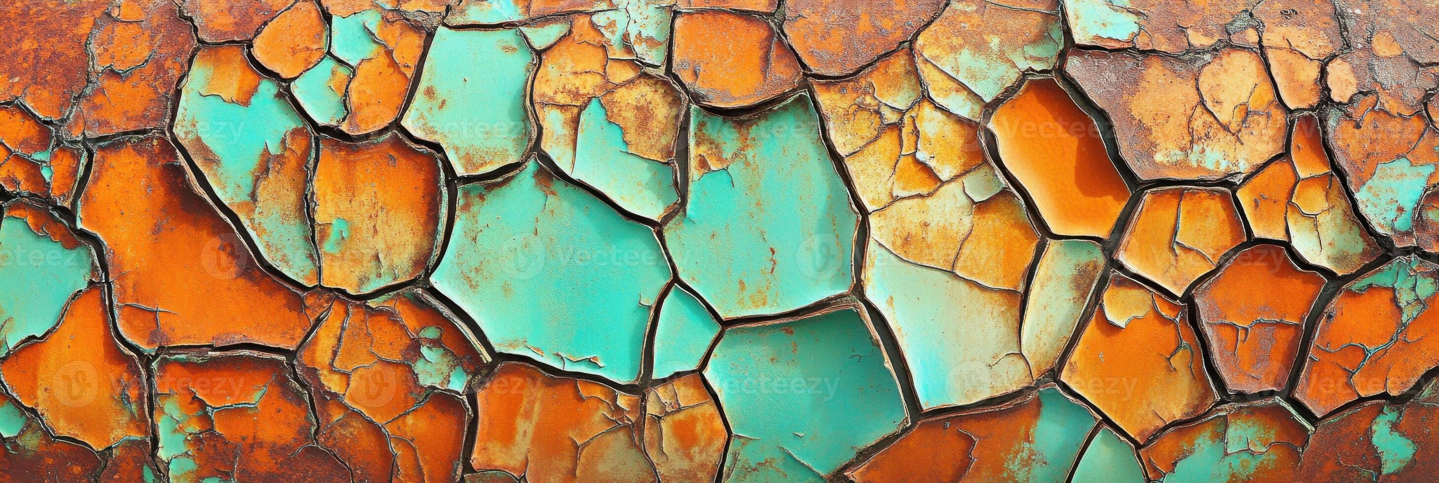 Cracked rust and paint texture highlighting weathered surfaces and patterns photo