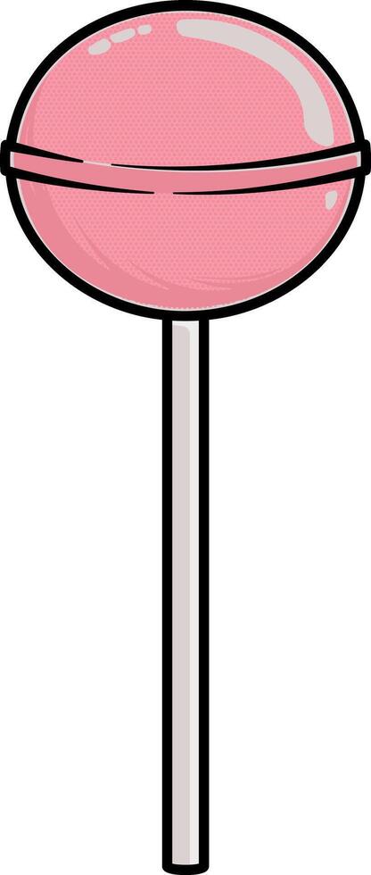 illustration of pink round candy on a stick without background vector