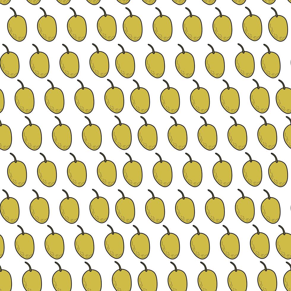 Pattern with green olives on a white background. Bright seamless pattern with olives. vector