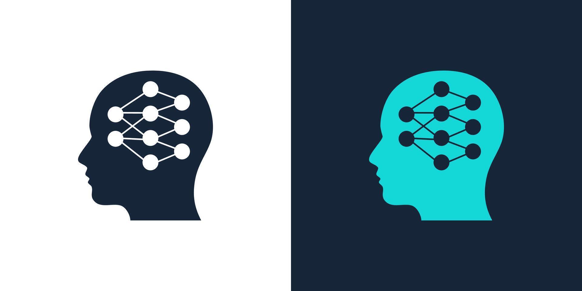 Mind brain head human icon creative smart network digital logo vector