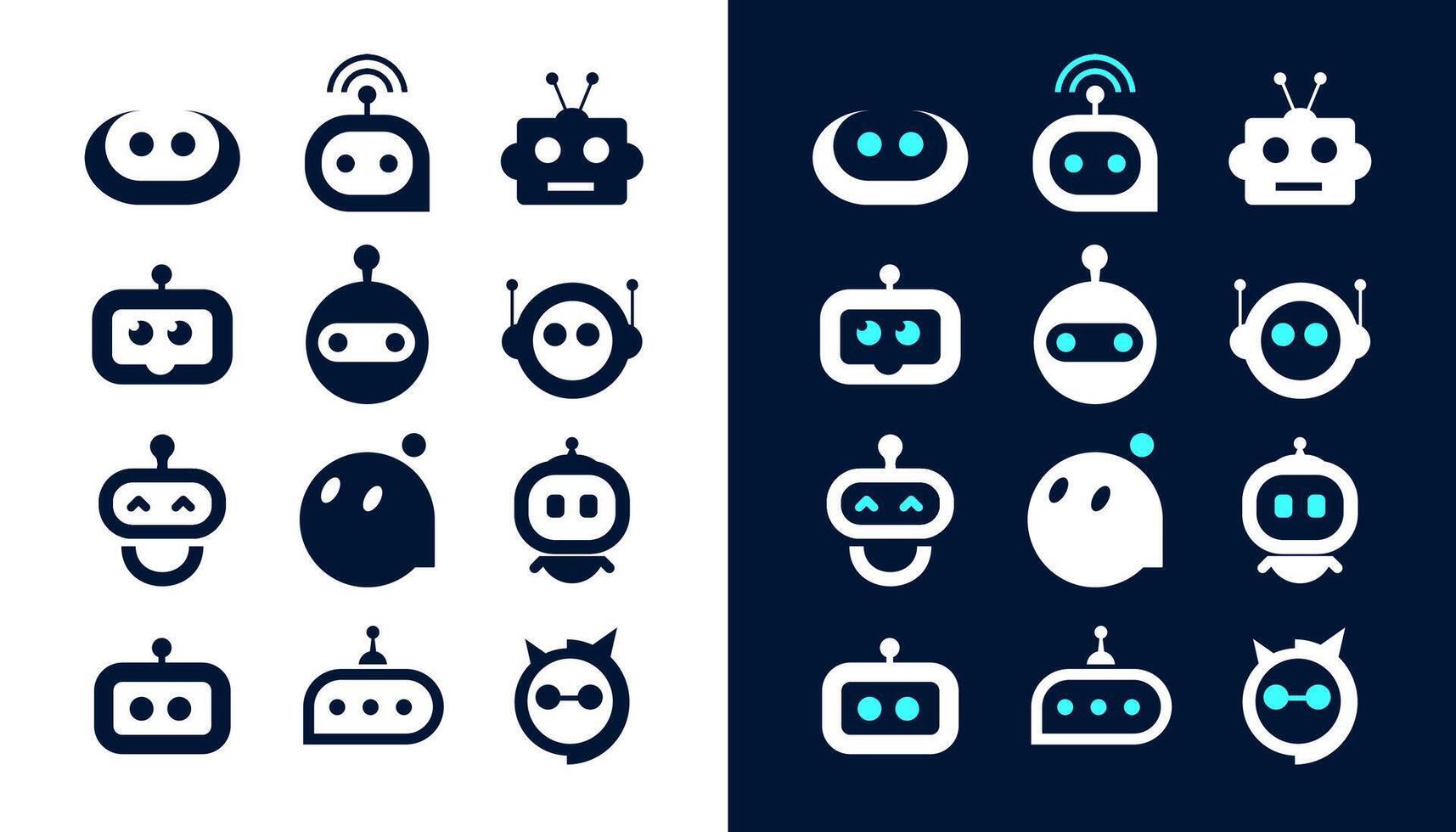 Bot AI icon set robot assistant virtual smart character bubble logo vector