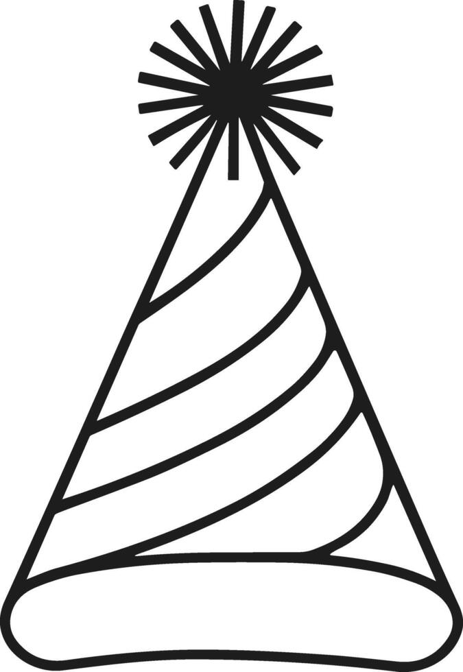 Party Hat Line Art with Swirl Design Illustration for Celebrations vector