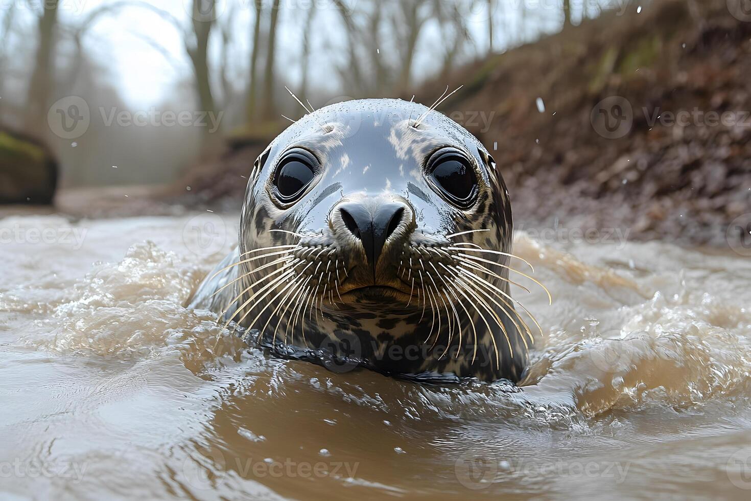 Playful Seal Pup in Natural Habitat Wildlife Photography for Conservation Awareness photo