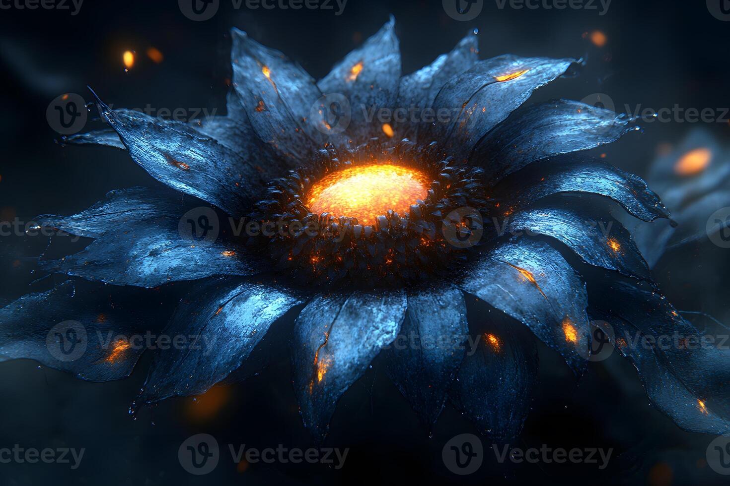Futuristic Glowing Flower in a Mystical Atmosphere for Sci-Fi Design photo