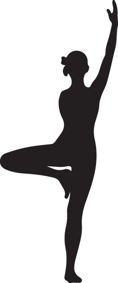 a silhouette of a woman doing a yoga pose vector