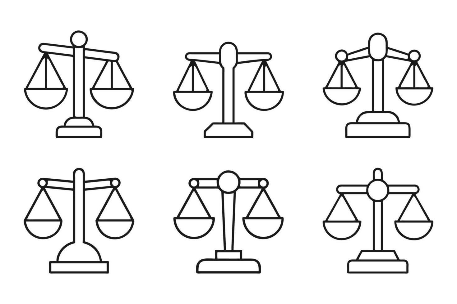 Flat balance scale icon set with silhouettes vector