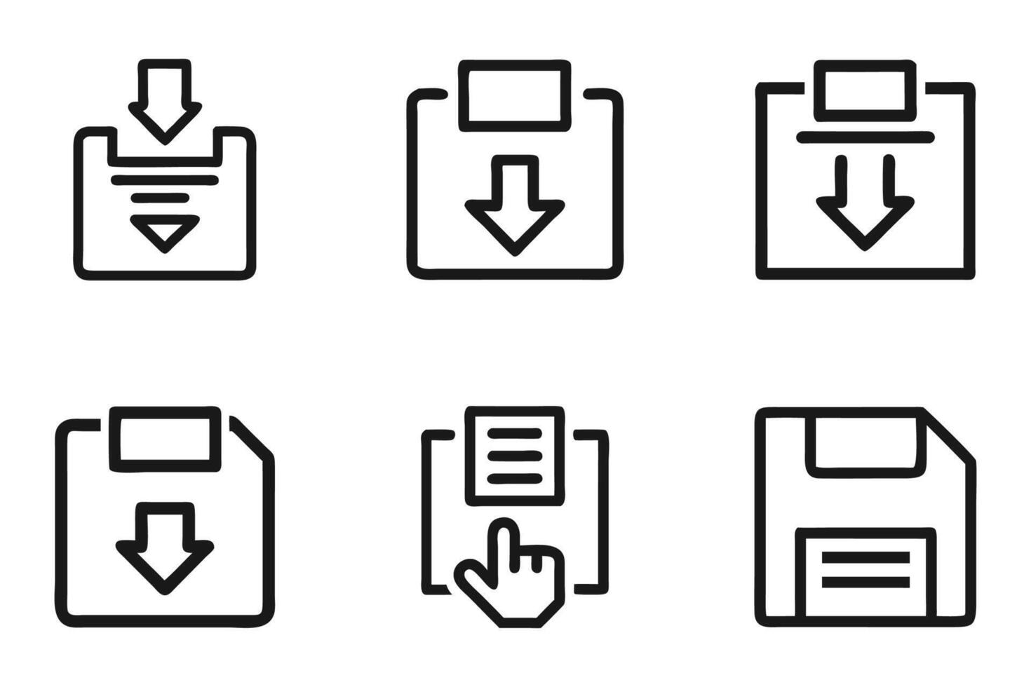 Save icon set with flat silhouettes vector