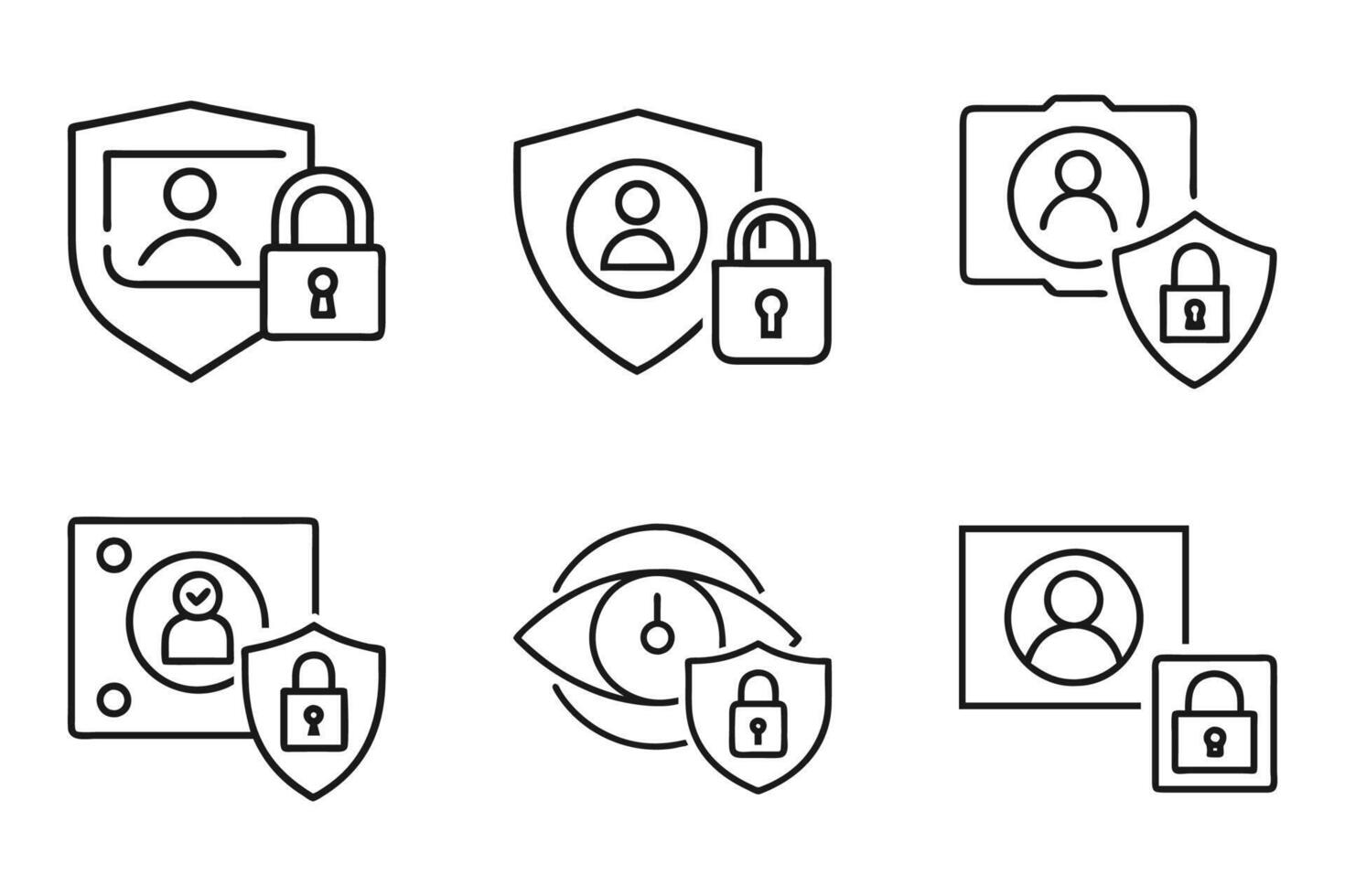 Flat Style Privacy Silhouette Icons vector