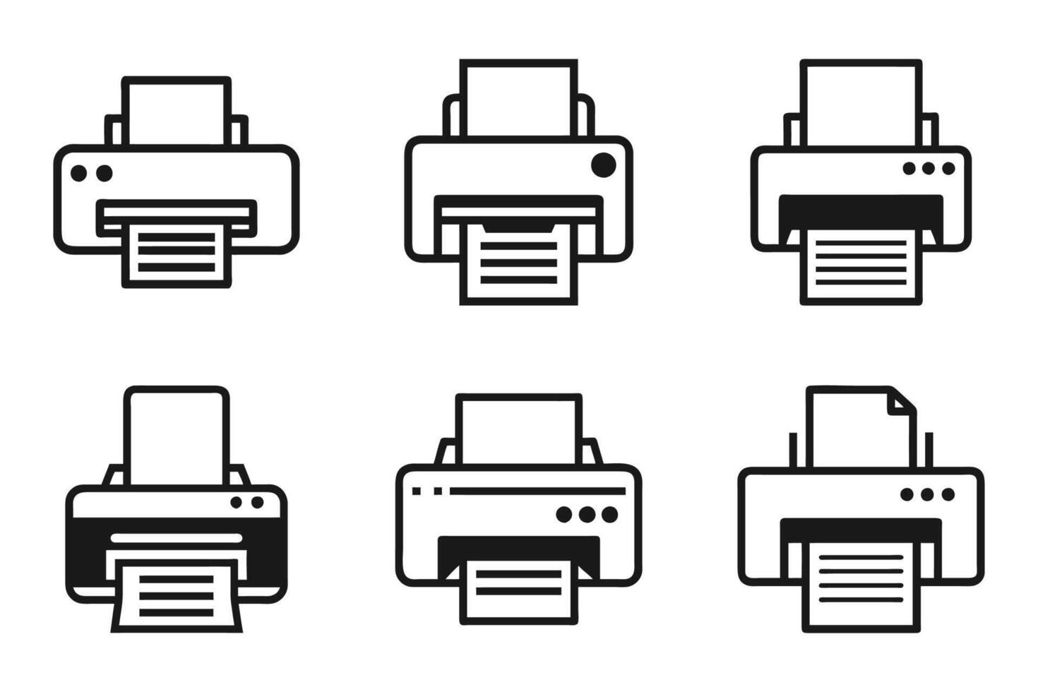 Elegant Outline and Silhouette Printer Icons vector
