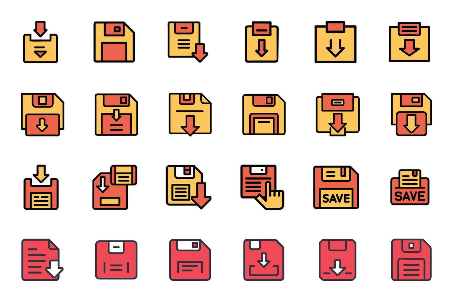 Flat save silhouette illustration pack vector