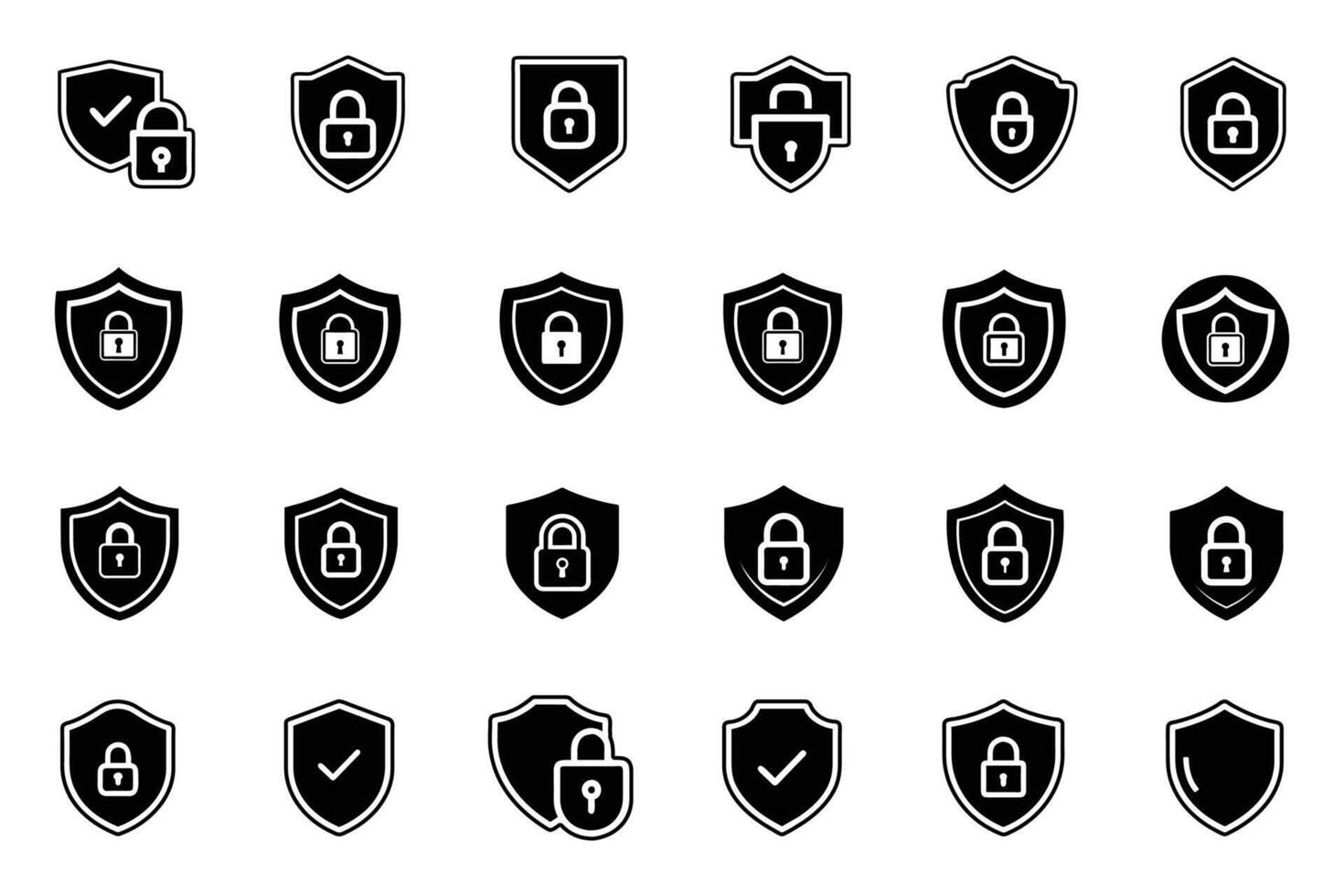 Security Silhouette and Outline Icon Collection vector
