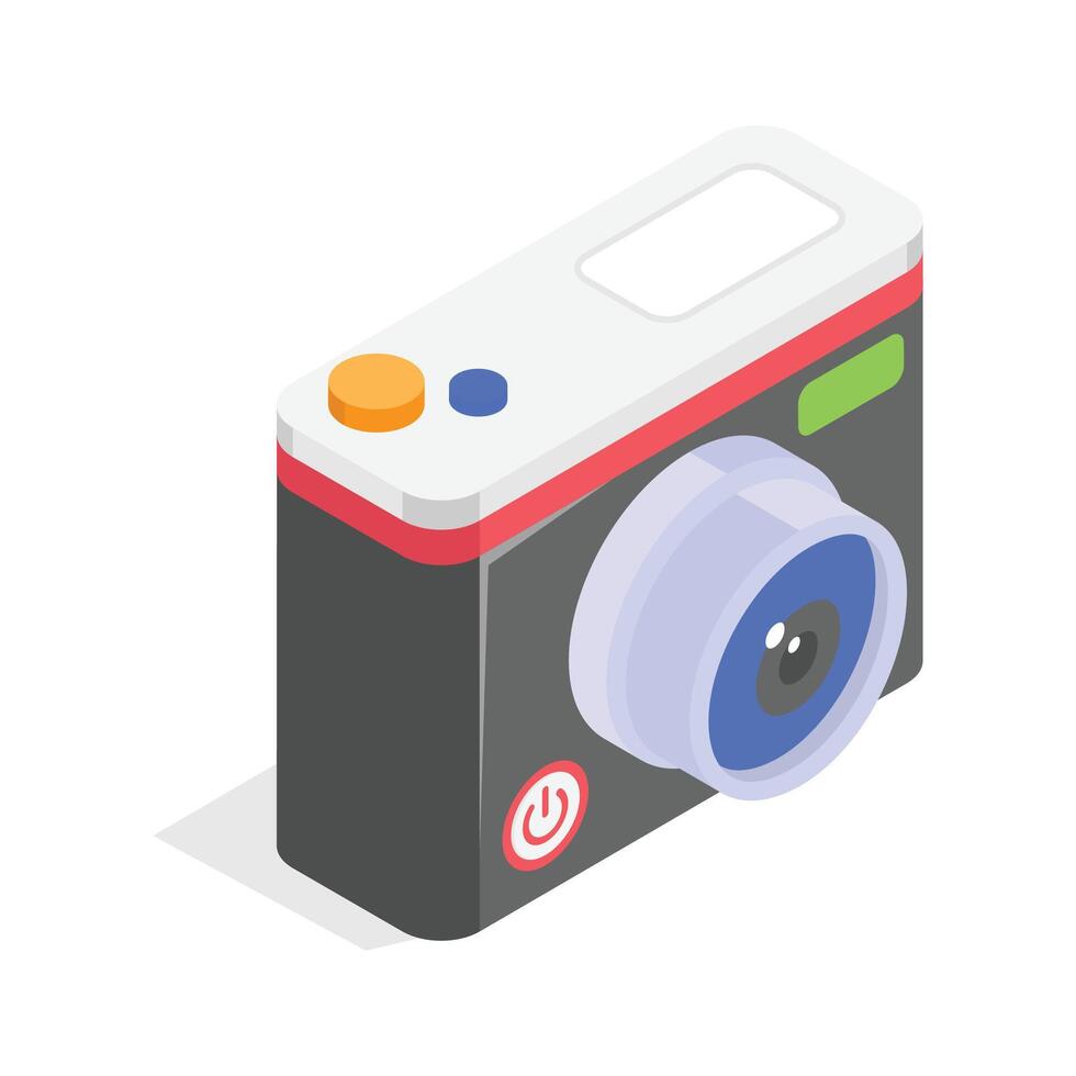 This vibrant isometric icon showcases a modern digital camera vector