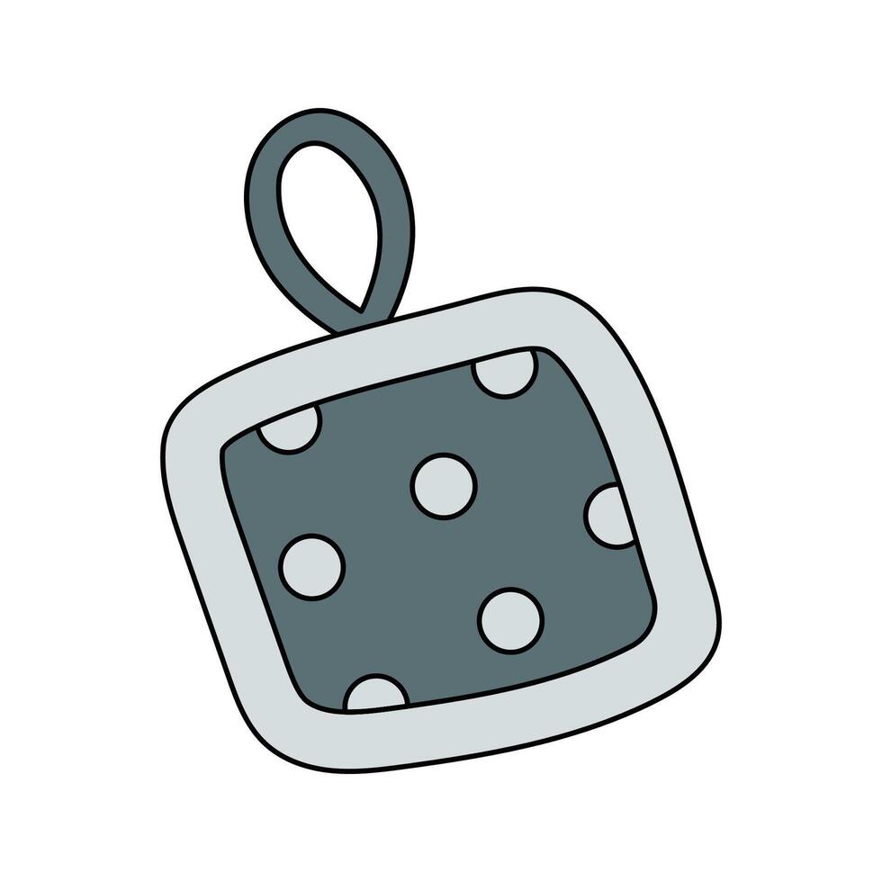 illustration of a kitchen potholder with a polka dot pattern on a white background. Kitchen utensils. vector