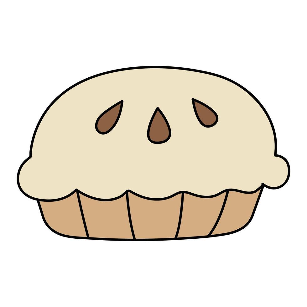illustration of a pie with filling and cream on a white background. vector
