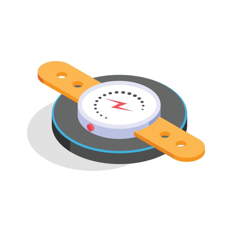 An isometric icon of a wireless charging pad for a smartwatch vector