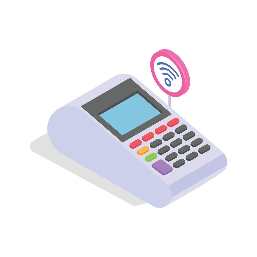 Isometric illustration of a modern, wireless point of sale, POS terminal vector
