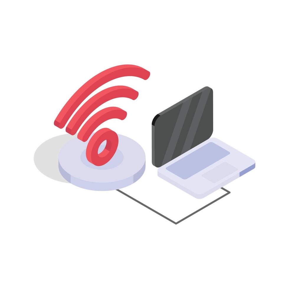 A vibrant isometric illustration showcasing a wireless connection vector