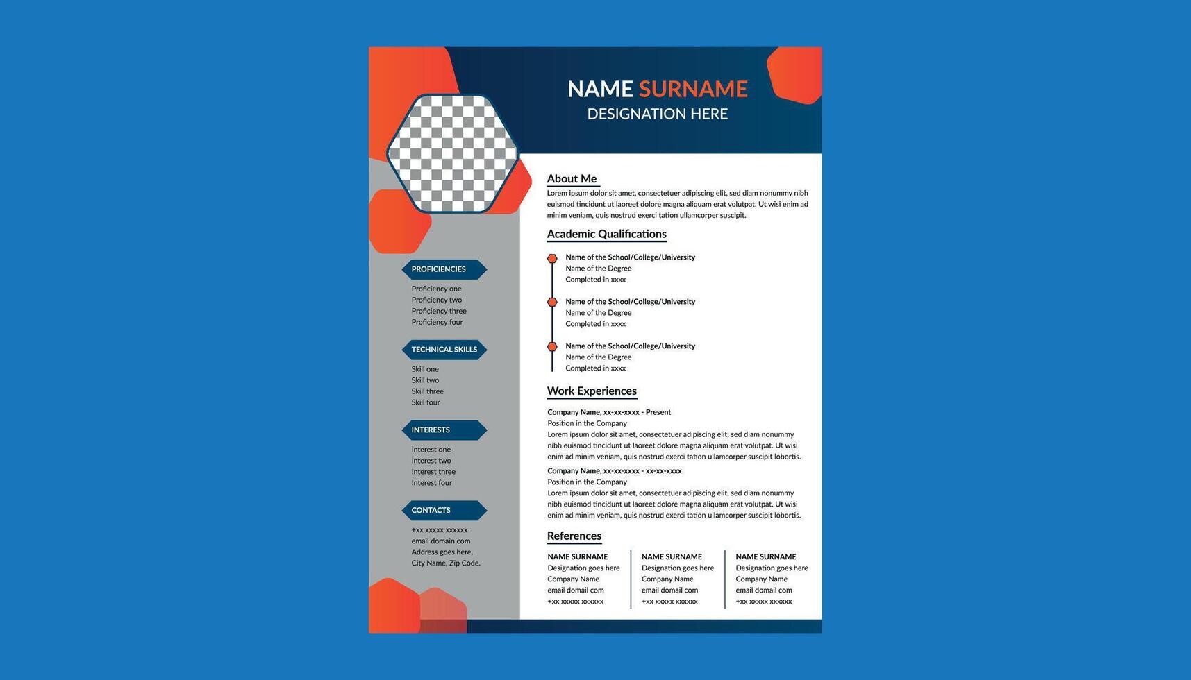 Modern Resume Design. Minimal Template Display for Promotional Campaign. vector