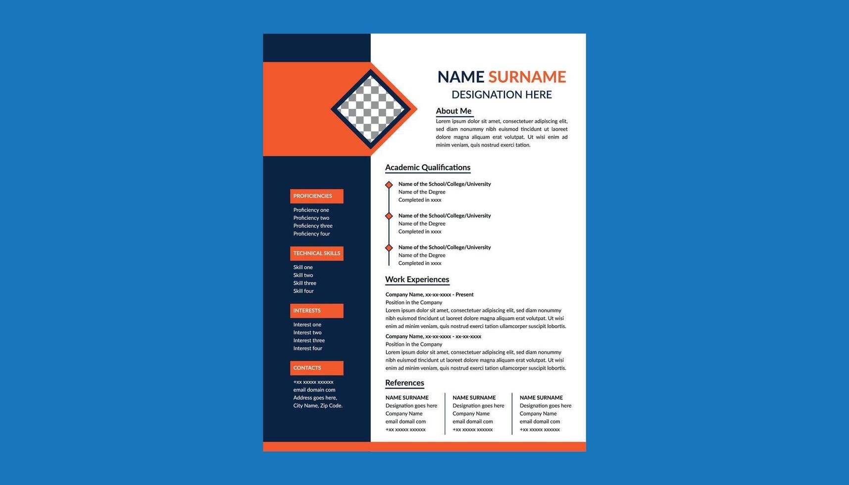Modern Resume Design. Minimal Layout Display for Promotional Campaign. vector