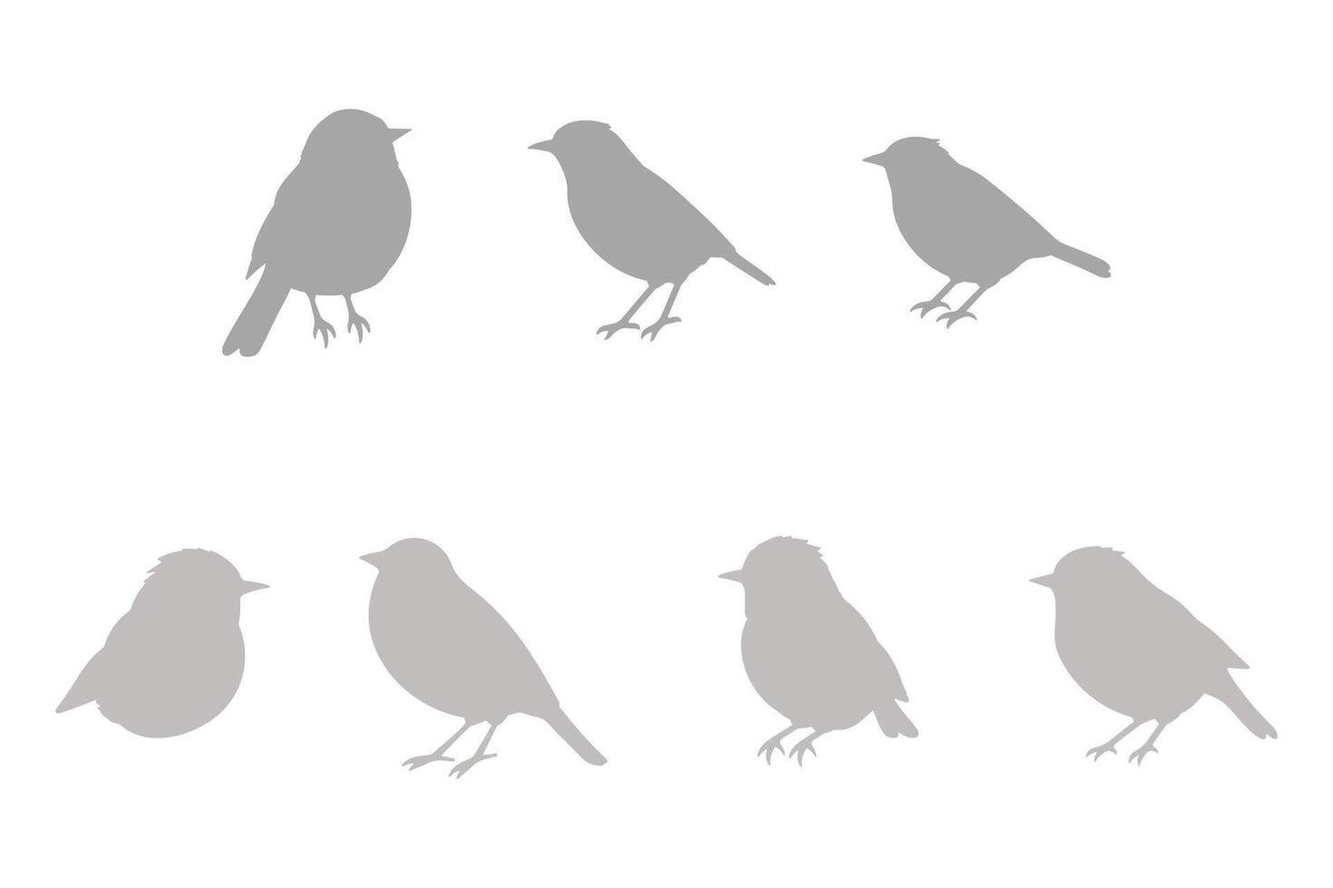 Fulvetta Bird Silhouette Icon Set vector