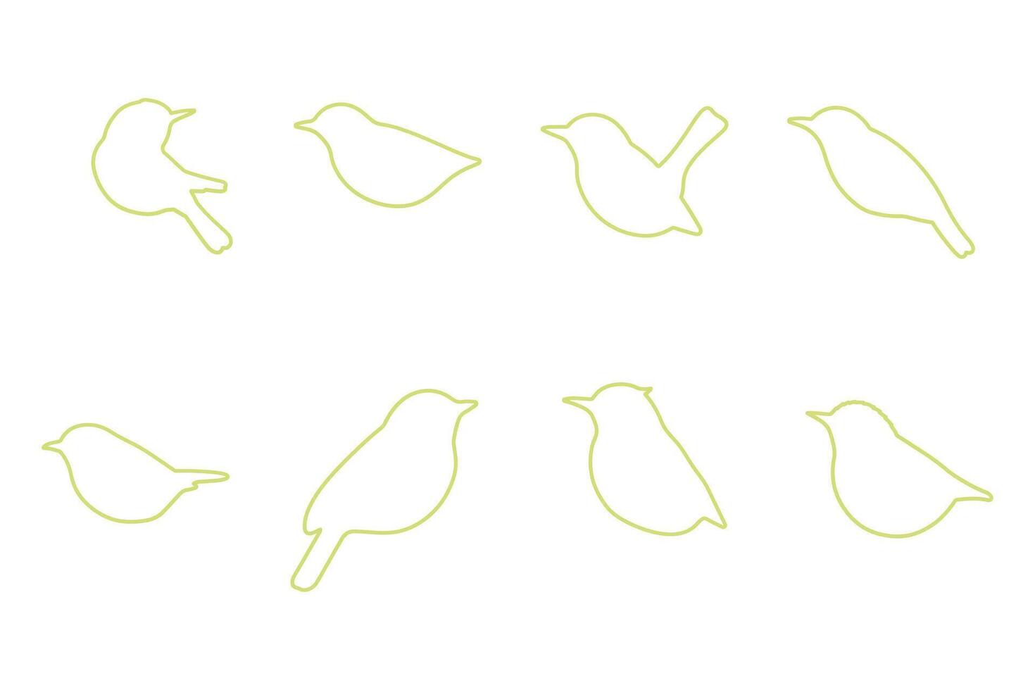 Leaf Warbler Outline Icon Set vector