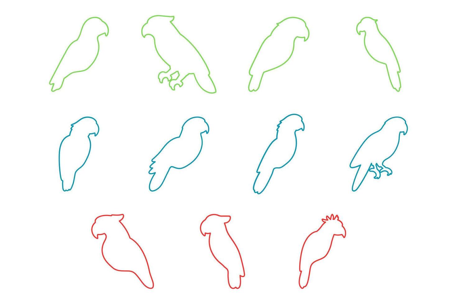 Parrot Bird Outline Icon Set vector