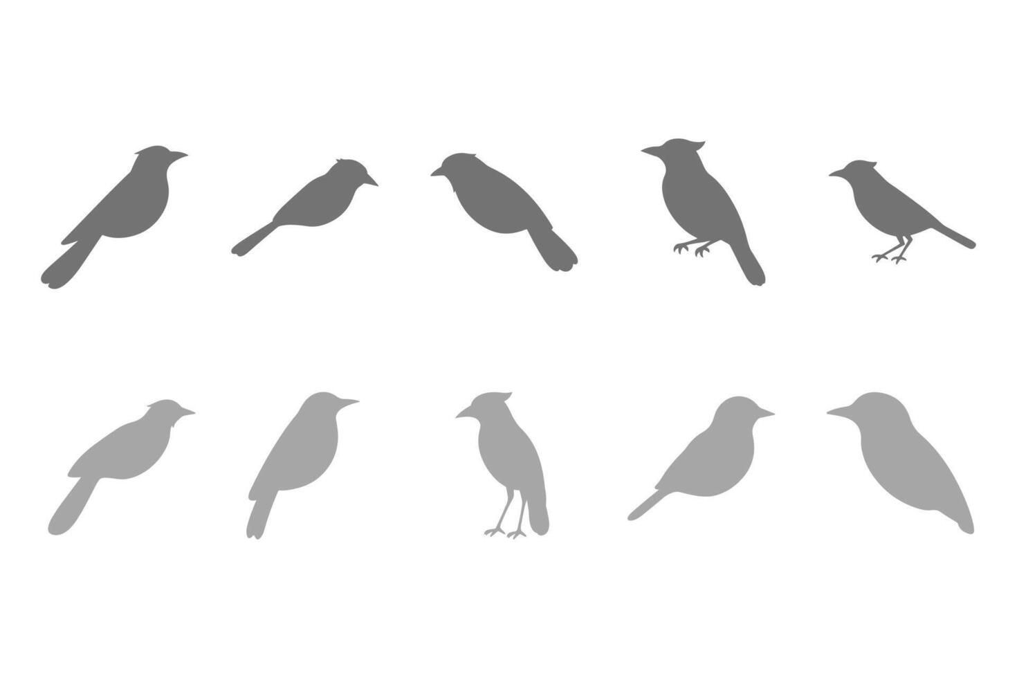 Magpie Robin Silhouette Icon Set vector