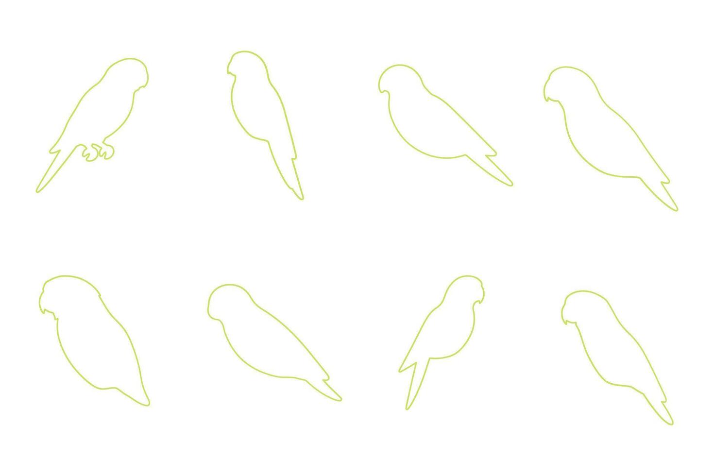 Parakeet Bird Outline Icon Set vector